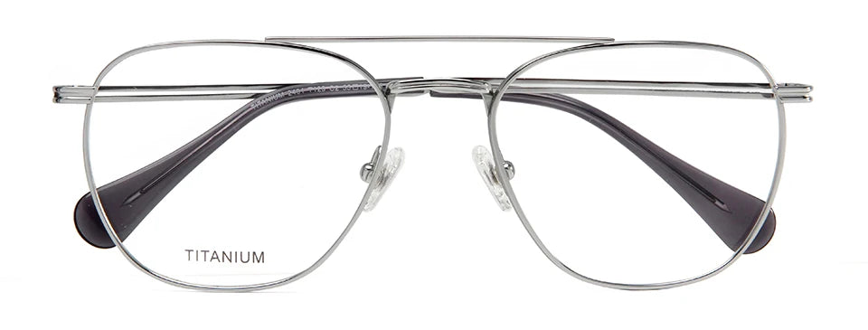Esnbie Unisex Full Rim Square Double Bridge Titanium Eyeglasses 243129