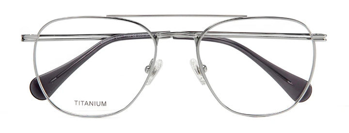 Esnbie Unisex Full Rim Square Double Bridge Titanium Eyeglasses 243129