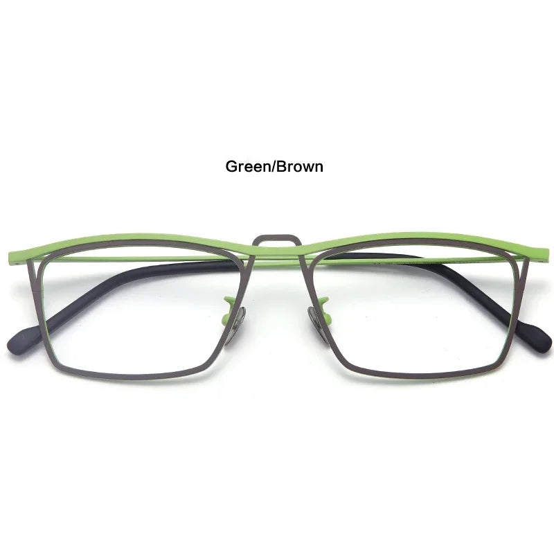 Aror Unisex Full Rim Square Double Bridge Titanium Eyeglasses 445418 Full Rim Aror C4