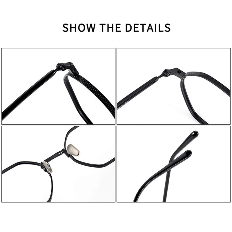 Black Mask Women's Full Rim Flat Top Polygon Titanium Eyeglasses 4040 Full Rim Black Mask   