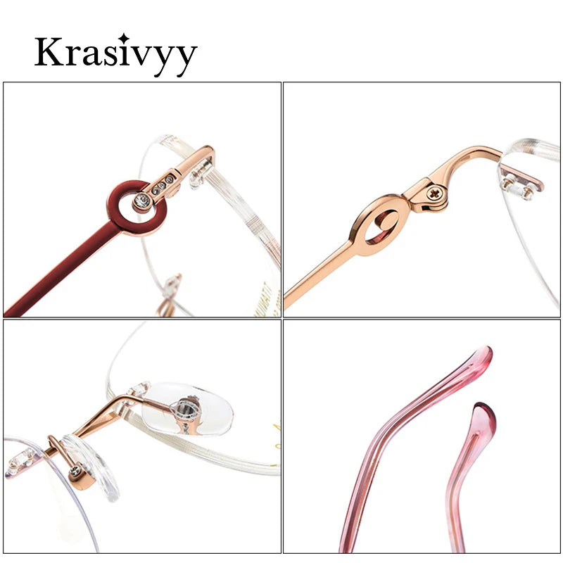 Krasivyy Women's Rimless Oval Titanium Eyeglasses 6009 Rimless Krasivyy   