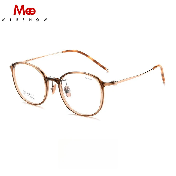 Meeshow Women's Full Rim Round Tr 90 Titanium Reading Glasses 91160