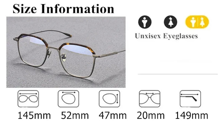 Aimee Unisex Full Rim Flat Top Polygon Titanium Acetate Eyeglasses 1057 Full Rim Aimee   