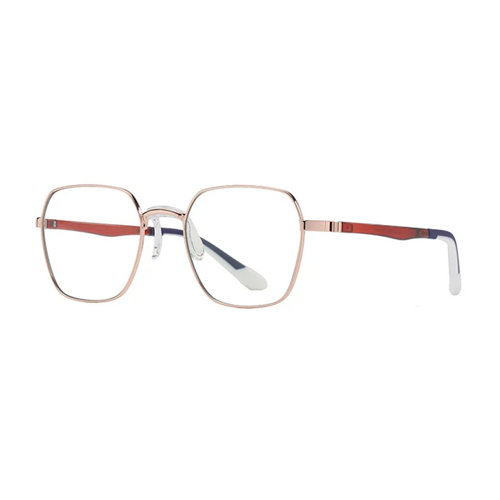 Ralferty Women's Full Rim Polygon Alloy Eyeglasses R845 Full Rim Ralferty RoseGold Red CHINA 