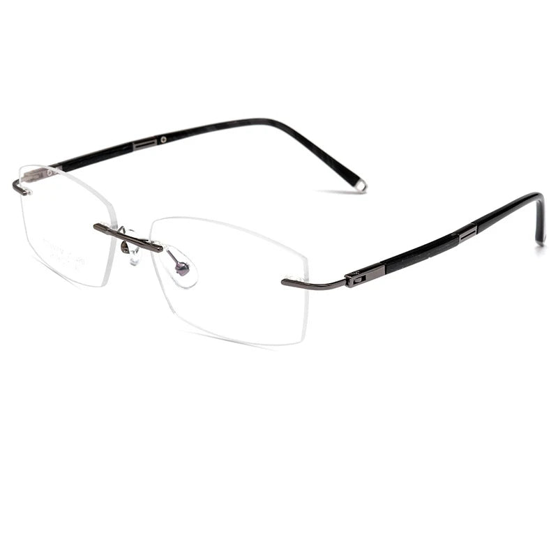 Handoer Men's Rimless Oval Square Titanium Eyeglasses 26823 Rimless Handoer GRAY  