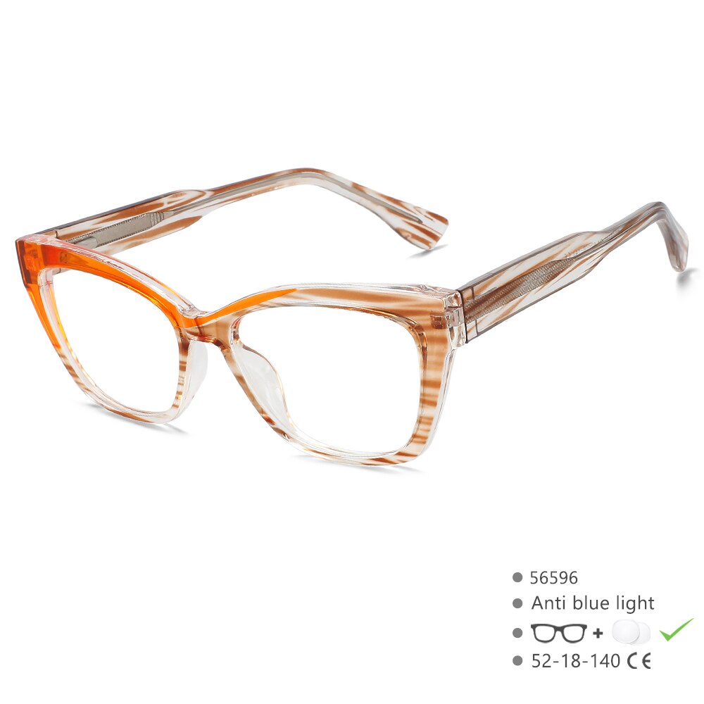 CCspace Unisex Full Rim Square Cat Eye Tr 90 Titanium Eyeglasses 56596 Full Rim CCspace C4Orange  