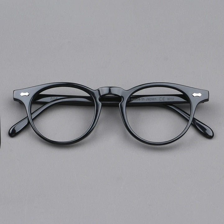 Black Mask Unisex Full Rim Acetate Round Eyeglasses Nn002 Full Rim Black Mask Black  