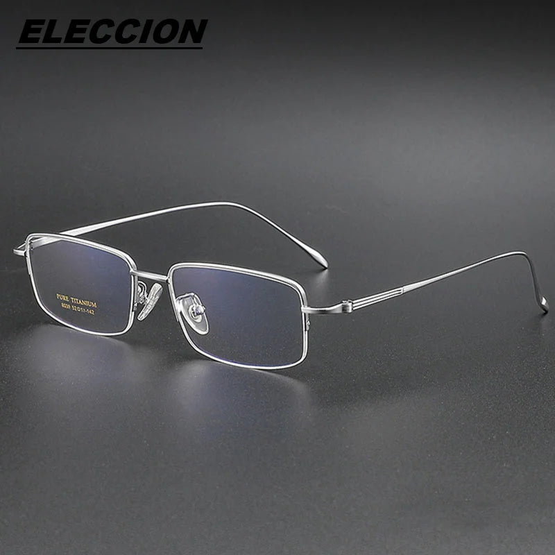 Eleccion Unisex Semi Rim Square Titanium Eyeglasses 8093 Semi Rim Eleccion Silver CHINA