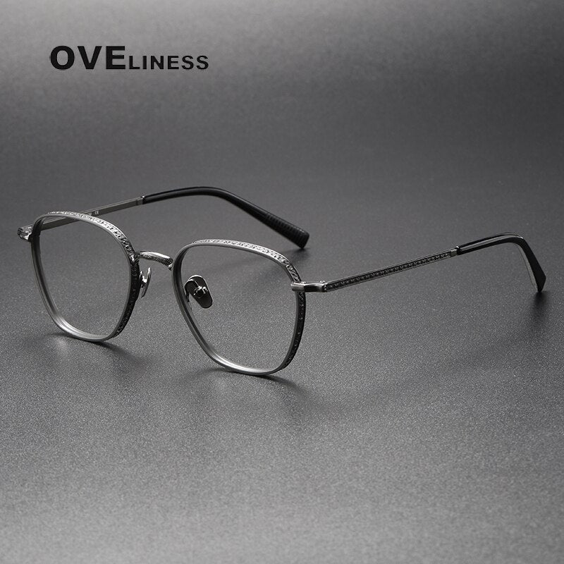Oveliness Unisex Full Rim Square Titanium Eyeglasses M3101 Full Rim Oveliness gun grey  