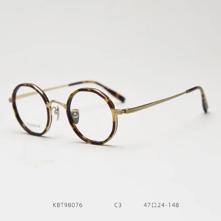 Xbora Women's Full Rim Polygon Round Acetate Titanium Eyeglasses 98076