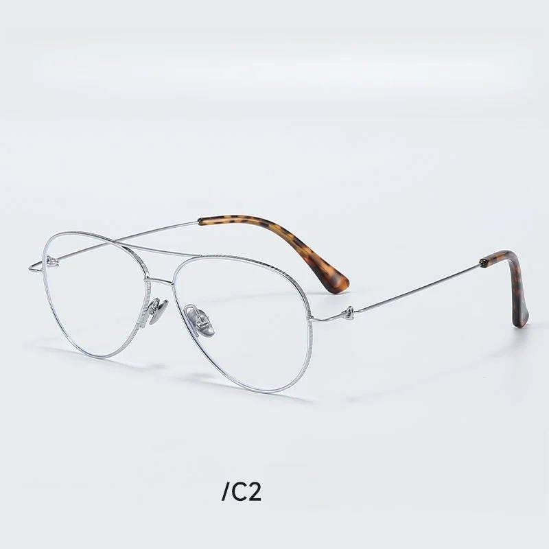 Momoja Unisex Full Rim Oval Double Bridge Titanium Eyeglasses 30918