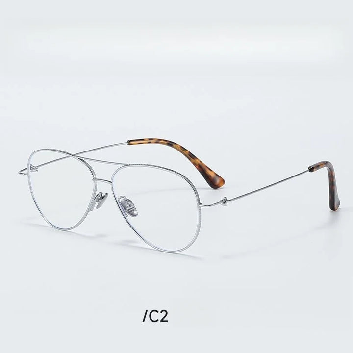 Momoja Unisex Full Rim Oval Double Bridge Titanium Eyeglasses 30918
