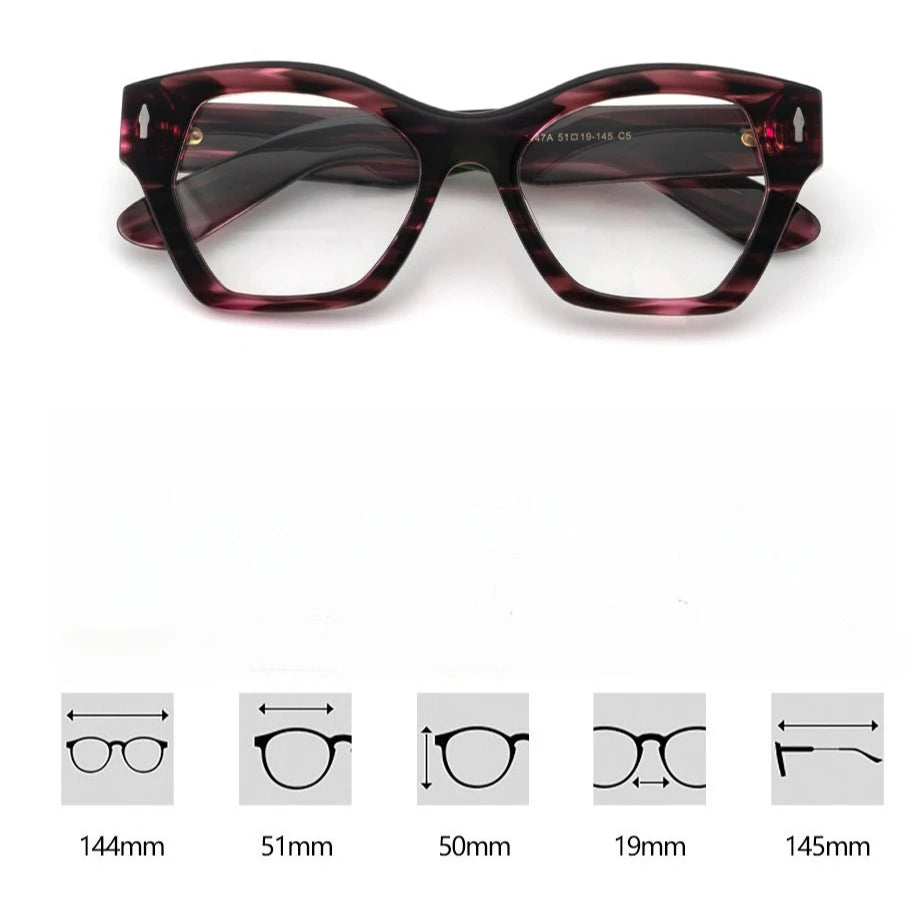 Hewei Unisex Full Rim Polygonal Thick Acetate Eyeglasses 923047