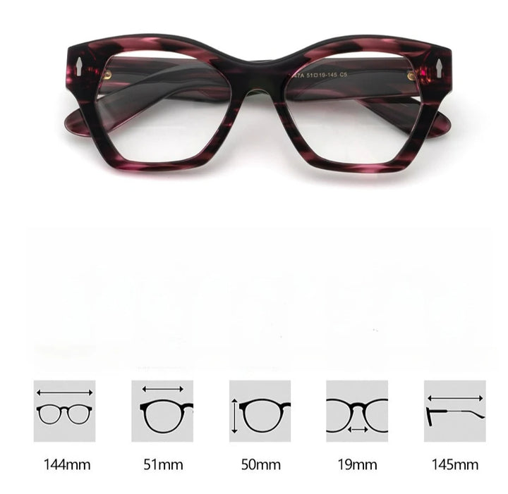 Hewei Unisex Full Rim Polygonal Thick Acetate Eyeglasses 923047