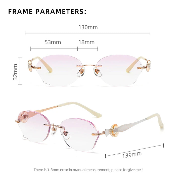 Reven Jate Women's Rimless Oval Butterfly Titanium Eyeglasses 5023