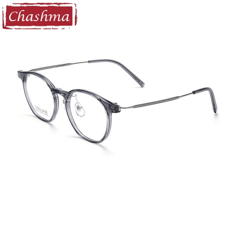 Chashma Ottica Unisex Full Rim Round Tr 90 Titanium Eyeglasses 16017 Full Rim Chashma Ottica Transparent Gray  