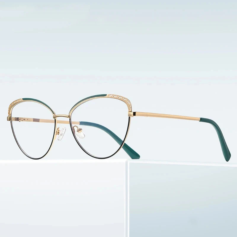 Laoyehui Women's Full Rim Oval Cat Eye Alloy Reading Glasses 43111 Reading Glasses Laoyehui