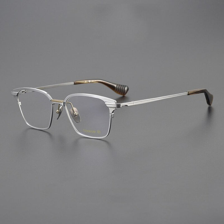 Gatenac Unisex Full Rim Square Titanium Eyeglasses Gxyj1085 Full Rim Gatenac Silver  