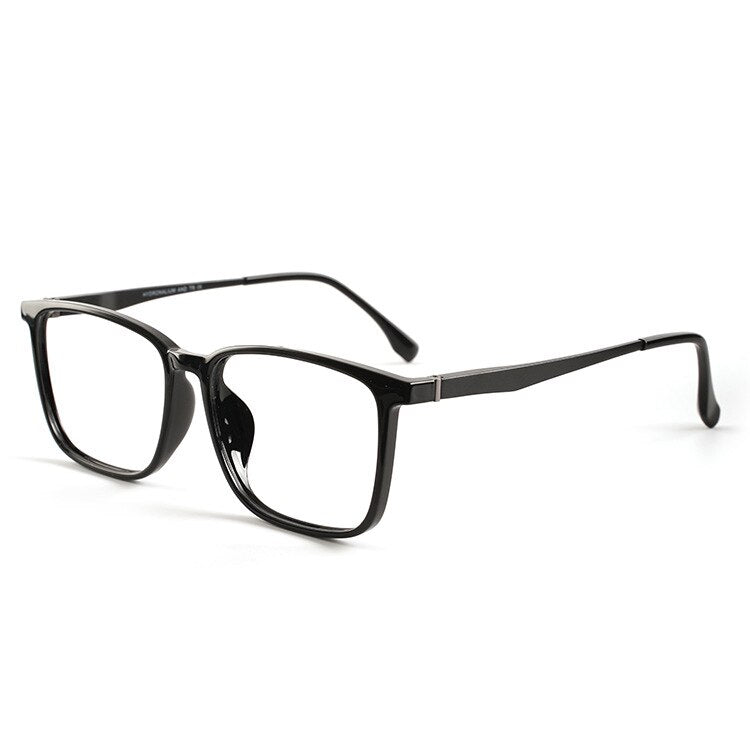 KatKani Unisex Full Rim Large Square Tr 90 Aluminum Eyeglasses Full Rim KatKani Eyeglasses Bright black  