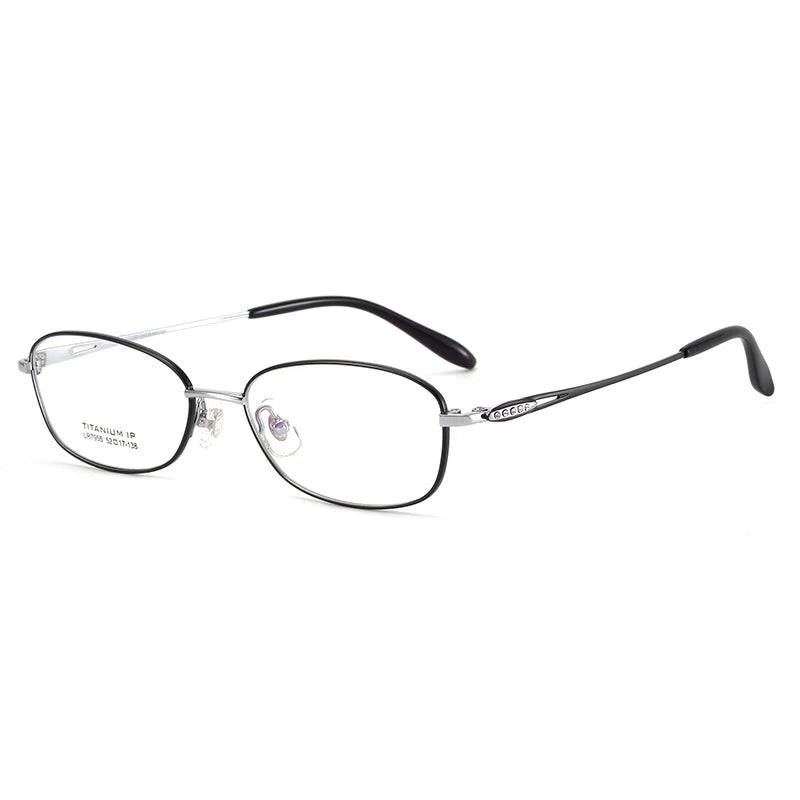 Bclear Women's Full Rim Oval Titanium Eyeglasses 7955 Full Rim Bclear Black Silver  