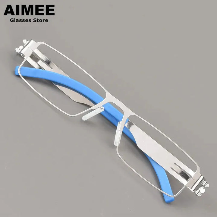 Aimee Unisex Full Rim Square Screwless Steel Eyeglasses 1132 Full Rim Aimee   