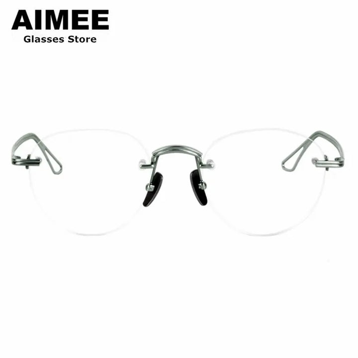 Aimee Women's Rimless Round Oval Titanium Eyeglasses 13439 Rimless Aimee   