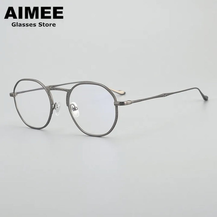 Aimee Unisex Full Rim Irregular Round Titanium Eyeglasses 5923 Full Rim Aimee Gun-Grey  