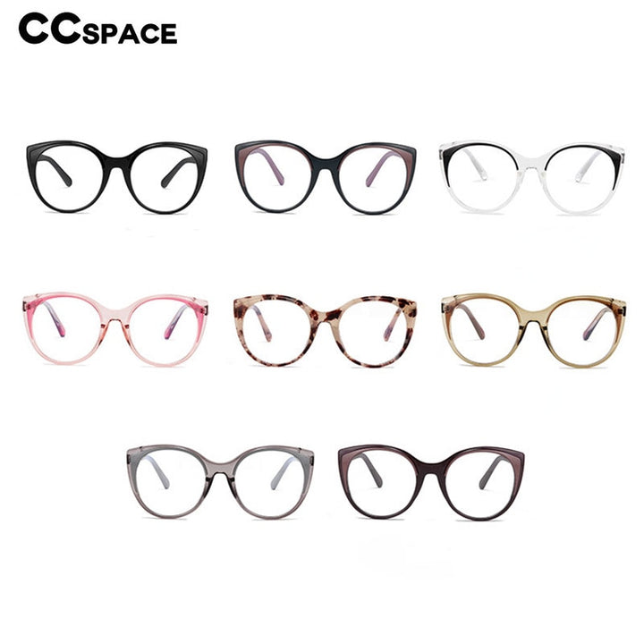 CCSpace Women's Full Rim Round Cat Eye Tr 90 Titanium Eyeglasses 56250 Full Rim CCspace   