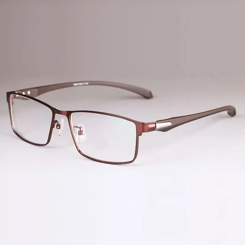 Hotony Men's Full Or Semi Rim Square Alloy Tr 90 Eyeglasses 17138 Full Rim Hotony CoffeeFullRim  