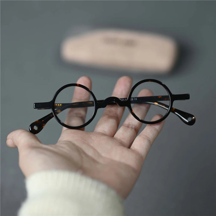 Cubojue Women's Full Rim Small Round Acetate Titanium Eyeglasses 363136