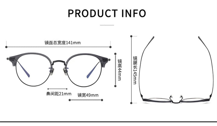 Black Mask Unisex Full Rim Round Titanium Acetate Eyeglasses 42029 Full Rim Black Mask   