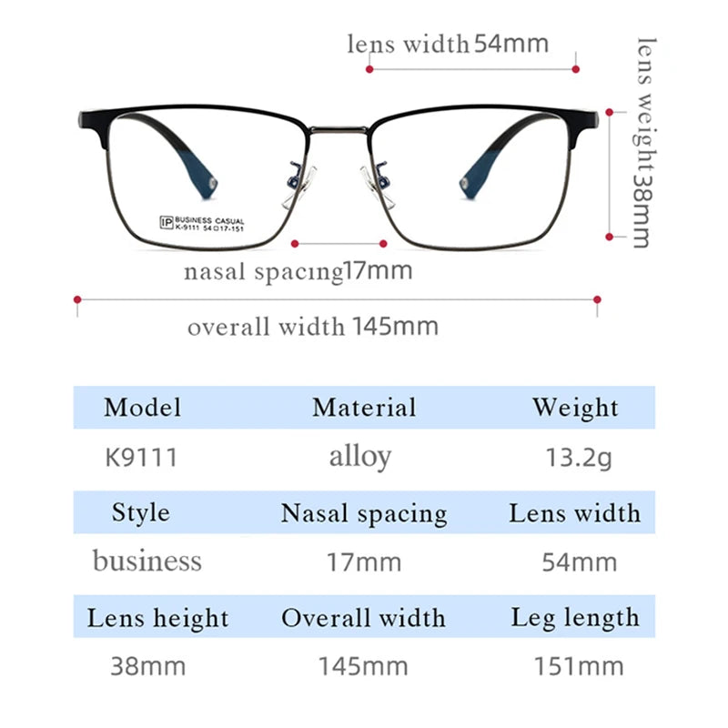 Hotochki Men's Full Rim Square Titanium Alloy Tr 90 Eyeglasses 79111