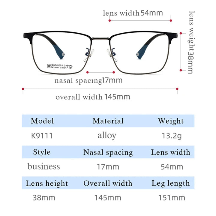 Hotochki Men's Full Rim Square Titanium Alloy Tr 90 Eyeglasses 79111