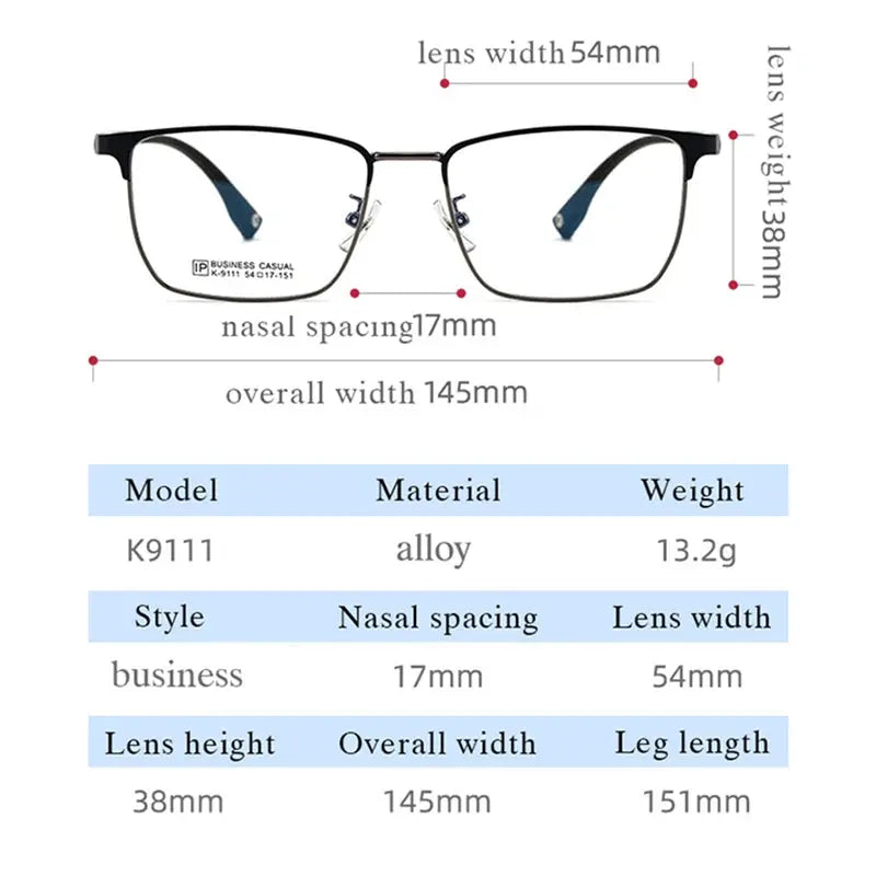 Hotochki Mens Full Rim Rectangle Alloy Frames 911100 — view 2 | Hotochki at FuzWeb