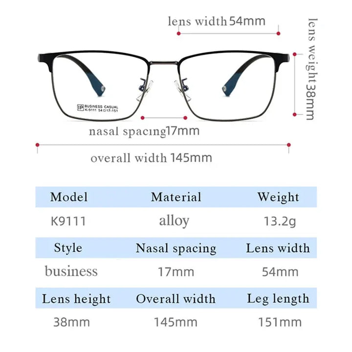 Hotochki Mens Full Rim Rectangle Alloy Frames 911100 — view 2 | Hotochki at FuzWeb