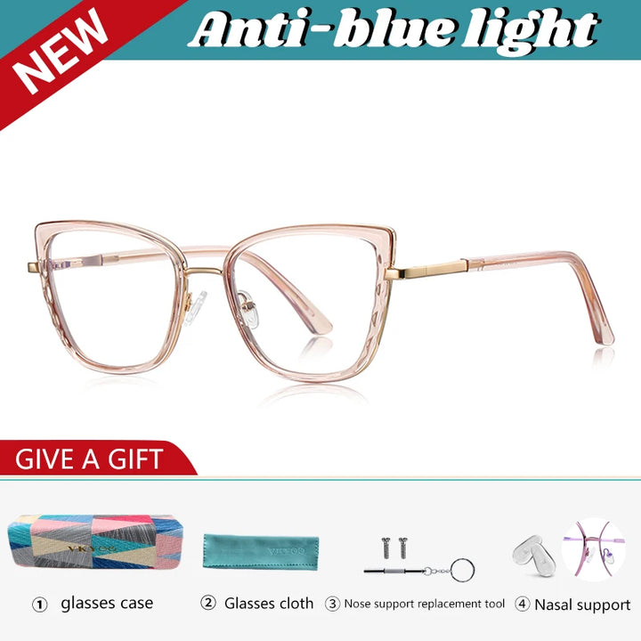 Vicky Women's Full Rim Butterfly Tr 90 Alloy Reading Glasses 43150