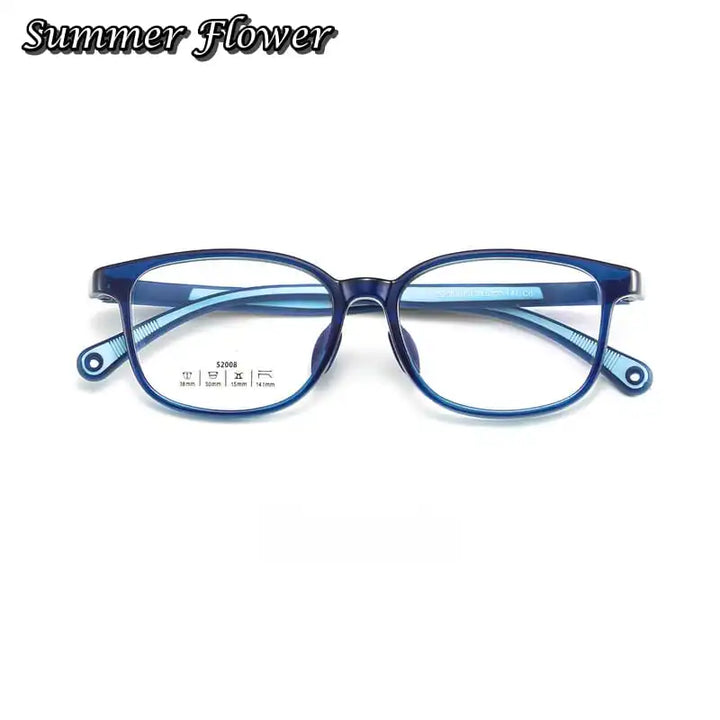 Summer Flower Unisex Youth's Full Rim Square Tr 90 Titanium Eyeglasses 6520