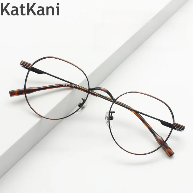 KatKani Women's Full Rim Oval Alloy Eyeglasses 31217 Full Rim KatKani Eyeglasses   