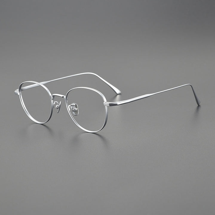 Gatenac Unisex Full Rim Round Titanium Eyeglasses Gxyj1098 Full Rim Gatenac Silver  