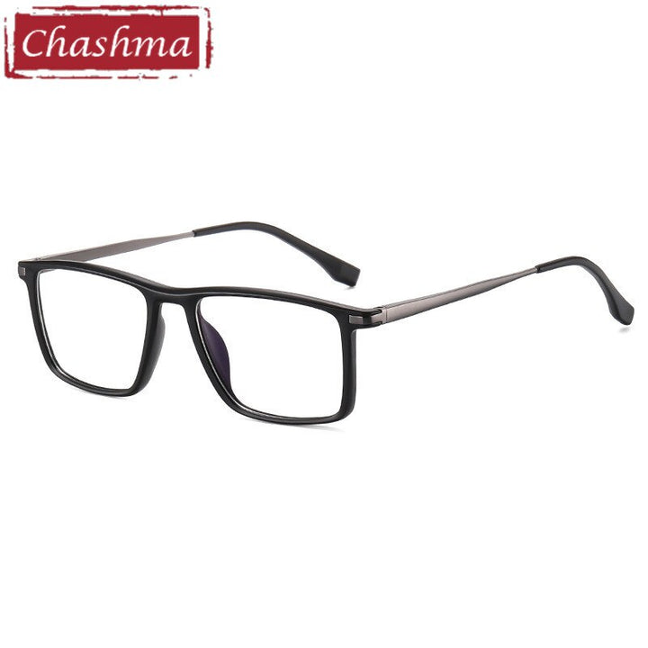 Chashma Men's Full Rim Square Tr 90 Titanium Spring Hinge Eyeglasses 95352 Full Rim Chashma Matte Black  