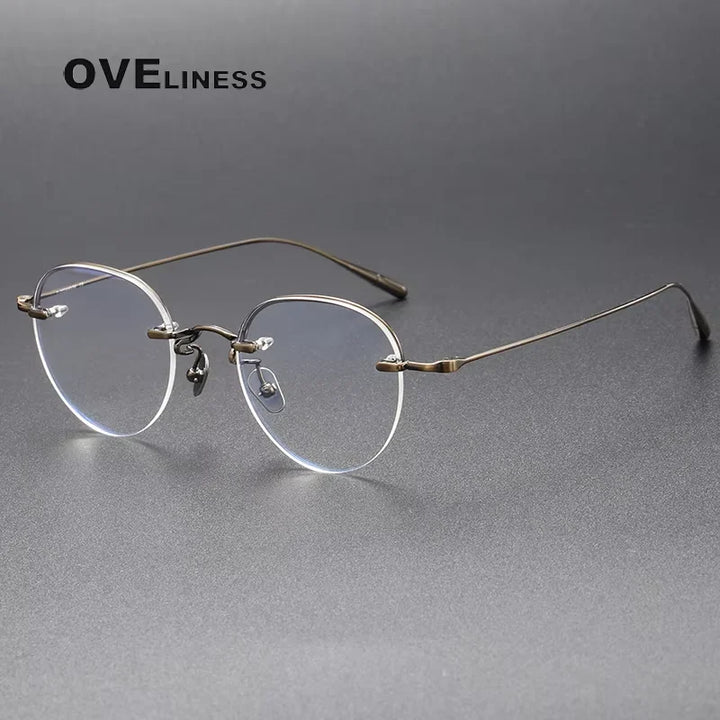 Oveliness Women's Full Rim Oval Round Titanium Eyeglasses 74611 Full Rim Oveliness bronze