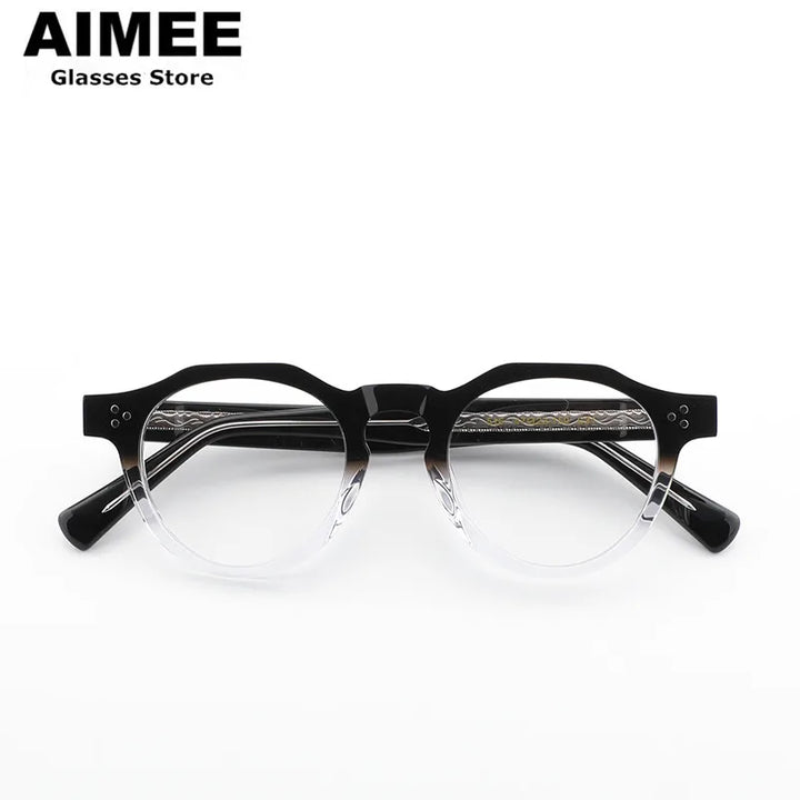 Aimee Unisex Full Rim Flat Top Round Acetate Eyeglasses 519040