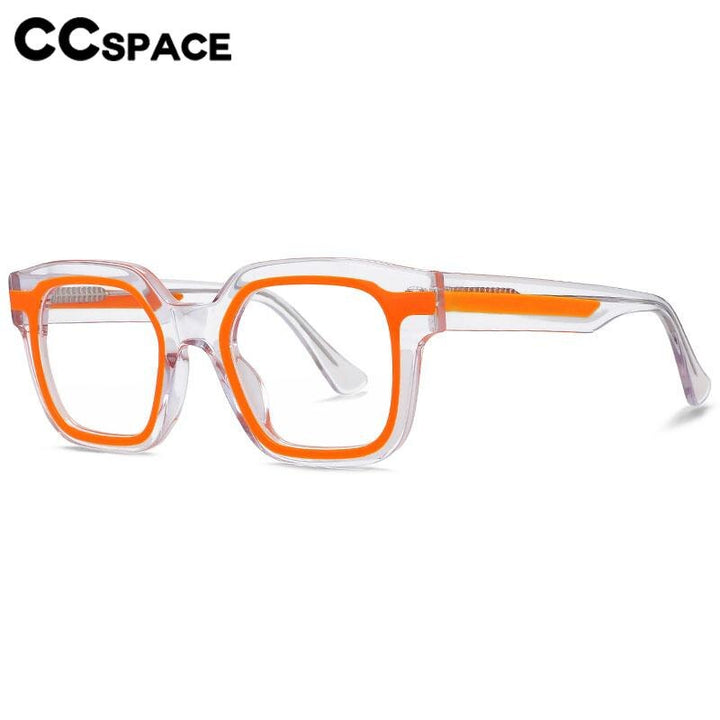 CCspace Unisex Full Rim Square Acetate Eyeglasses 56555 Full Rim CCspace   