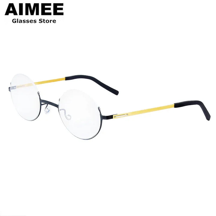 Aimee Women's Semi Rim Round Screwless Titanium Eyeglasses 198802