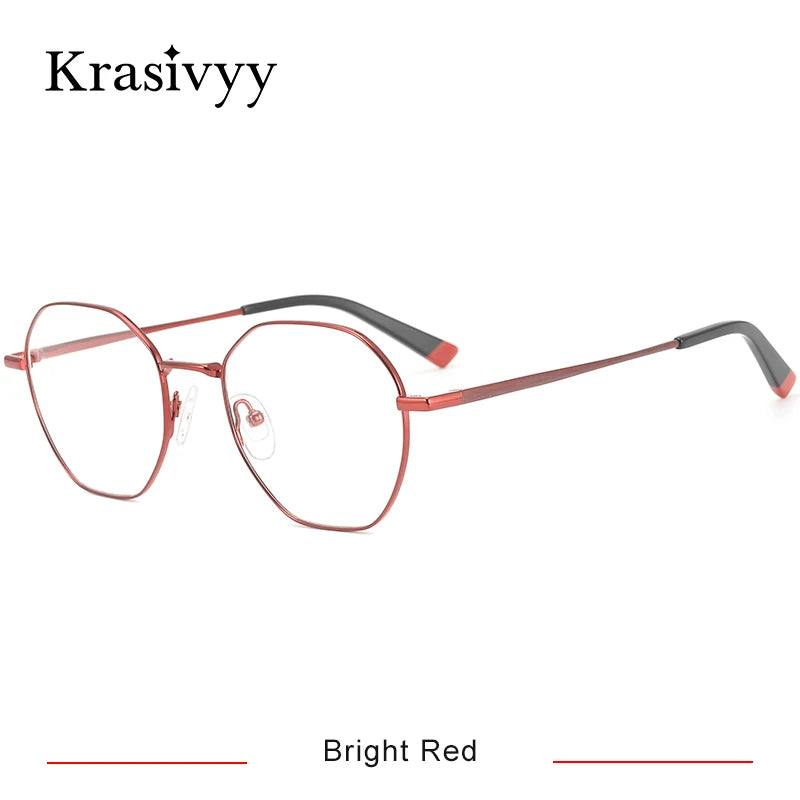 Krasivyy Women's Full Rim Flat Top Oval Titanium Eyeglasses 16425 Full Rim Krasivyy Bright  Red  