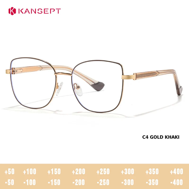 Kansept Women's Full Rim Oval Cat Eye Tr 90 Alloy Reading Glasses 68002
