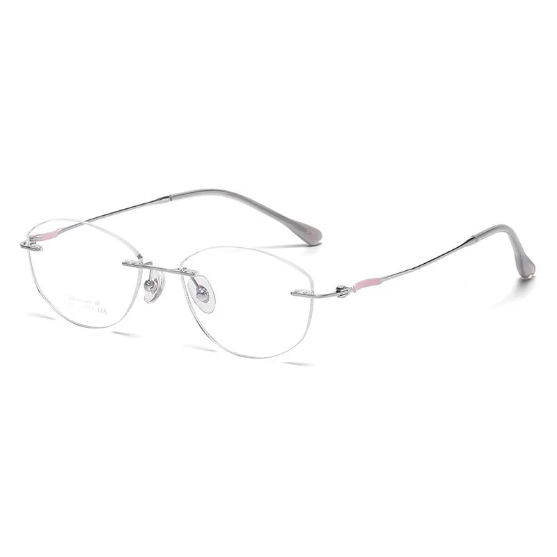 Momoja Women's Rimless Oval Square Cat Eye Titanium Eyeglasses 6033