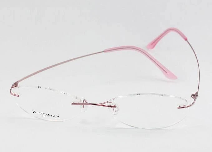 Brightzone Women's Rimless Square Screwless Titanium Eyeglasses 71213 Rimless Brightzone pink