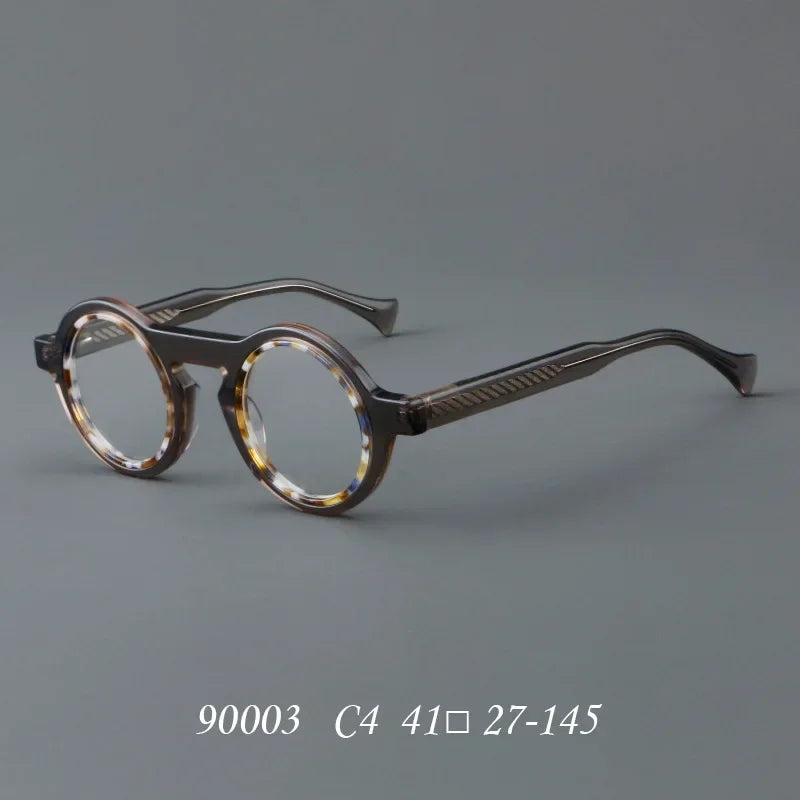 Hewei Unisex Full Rim Round Thick Acetate Eyeglasses 90003 Full Rim Hewei C4  