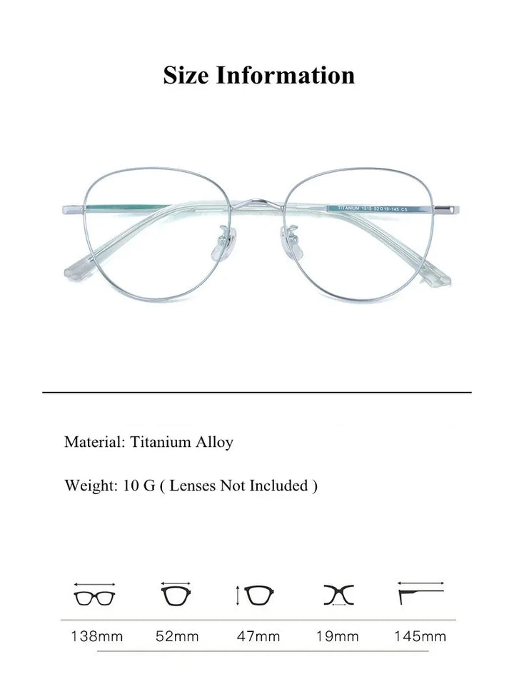 Chashma Ottica Women's Full Rim Oval Round Titanium Eyeglasses 15154